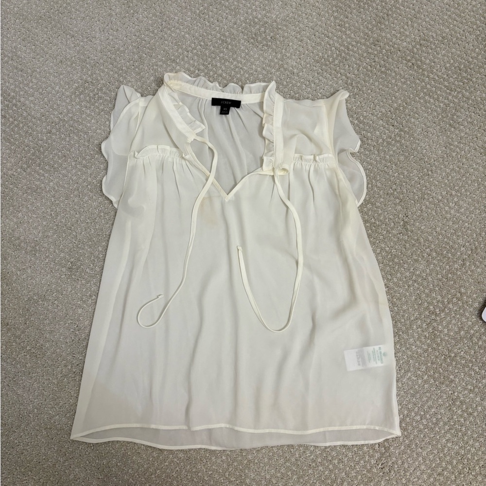J. Crew Cream Ruffle Blouse